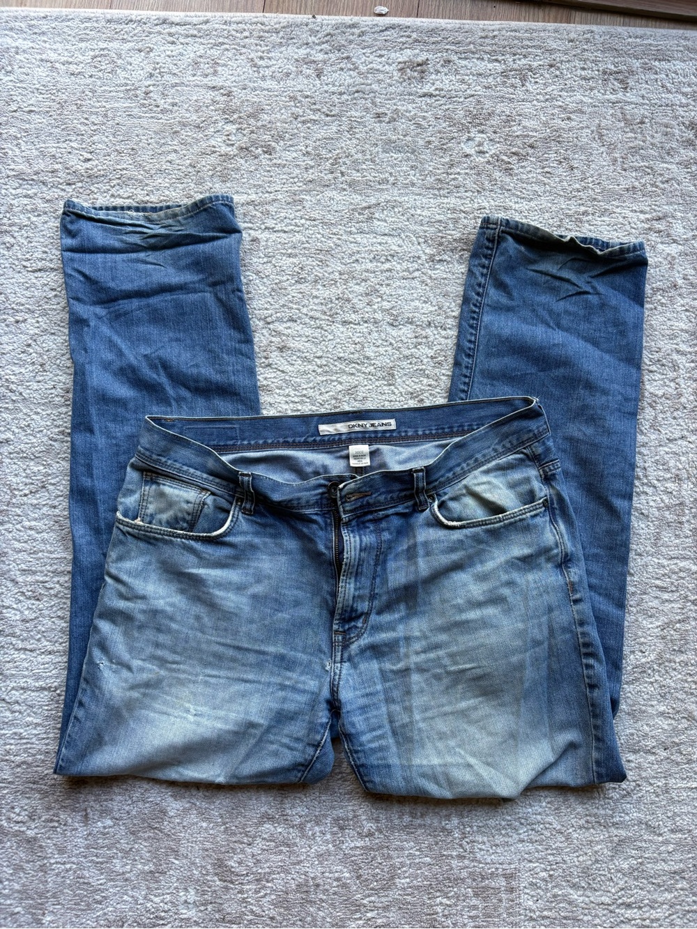 Dkny Men's Washed Blue Slim Straight Jeans